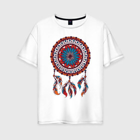 Женская футболка хлопок Oversize с принтом Ловец снов в Тюмени, 100% хлопок | свободный крой, круглый ворот, спущенный рукав, длина до линии бедер
 | swag | ловец снов | стиль | тренд