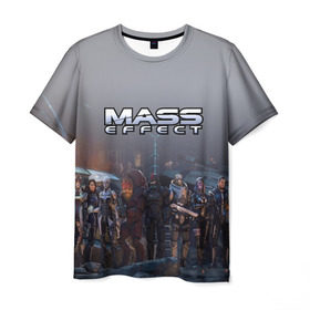Мужская футболка 3D с принтом Mass Effect в Тюмени, 100% полиэфир | прямой крой, круглый вырез горловины, длина до линии бедер | amdromeda initiative | andromeda | game | gun | hemet | n7 | rifle | ryder | soldier | space | star | weapon