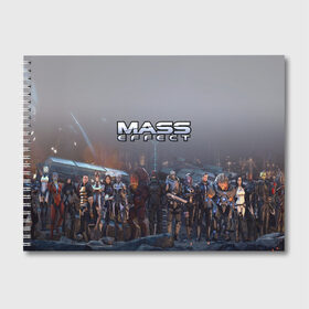 Альбом для рисования с принтом Mass Effect в Тюмени, 100% бумага
 | матовая бумага, плотность 200 мг. | amdromeda initiative | andromeda | game | gun | hemet | n7 | rifle | ryder | soldier | space | star | weapon