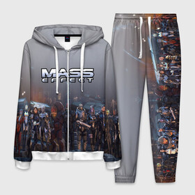 Мужской костюм 3D с принтом Mass Effect в Тюмени, 100% полиэстер | Манжеты и пояс оформлены тканевой резинкой, двухслойный капюшон со шнурком для регулировки, карманы спереди | amdromeda initiative | andromeda | game | gun | hemet | n7 | rifle | ryder | soldier | space | star | weapon