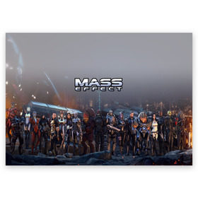 Поздравительная открытка с принтом Mass Effect в Тюмени, 100% бумага | плотность бумаги 280 г/м2, матовая, на обратной стороне линовка и место для марки
 | amdromeda initiative | andromeda | game | gun | hemet | n7 | rifle | ryder | soldier | space | star | weapon