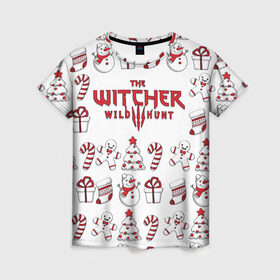 Женская футболка 3D с принтом The Witcher Новогодний в Тюмени, 100% полиэфир ( синтетическое хлопкоподобное полотно) | прямой крой, круглый вырез горловины, длина до линии бедер | wild hunt | арбалет | ведьмак 3 | геральт | год | дикая | магия | новый | охота | снег | цири