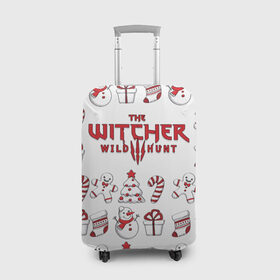 Чехол для чемодана 3D с принтом The Witcher Новогодний в Тюмени, 86% полиэфир, 14% спандекс | двустороннее нанесение принта, прорези для ручек и колес | wild hunt | арбалет | ведьмак 3 | геральт | год | дикая | магия | новый | охота | снег | цири