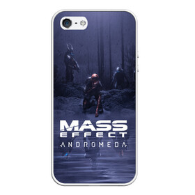 Чехол для iPhone 5/5S матовый с принтом MASS EFFECT ANDROMEDA в Тюмени, Силикон | Область печати: задняя сторона чехла, без боковых панелей | amdromeda initiative | andromeda | game | gun | hemet | n7 | rifle | ryder | soldier | space | star | weapon