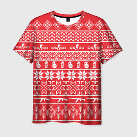 Мужская футболка 3D с принтом CS GO Новогодний в Тюмени, 100% полиэфир | прямой крой, круглый вырез горловины, длина до линии бедер | Тематика изображения на принте: 2019 | cs go. | костюм на новый год | кс | кс го | новый год