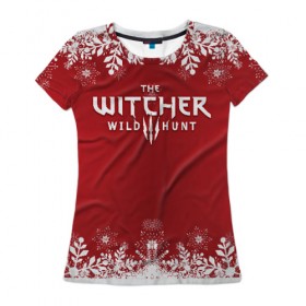 Женская футболка 3D с принтом The Witcher Новогодний в Тюмени, 100% полиэфир ( синтетическое хлопкоподобное полотно) | прямой крой, круглый вырез горловины, длина до линии бедер | 