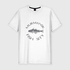 Мужская футболка хлопок Slim с принтом Мурманск в Тюмени, 92% хлопок, 8% лайкра | приталенный силуэт, круглый вырез ворота, длина до линии бедра, короткий рукав | Тематика изображения на принте: мурмаск