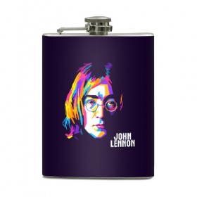 Фляга с принтом Джон Леннон в Тюмени, металлический корпус | емкость 0,22 л, размер 125 х 94 мм. Виниловая наклейка запечатывается полностью | Тематика изображения на принте: the beatles | битлз | британия | джон | леннон | ленон | рок | рок н ролл | хард рок | хиппи