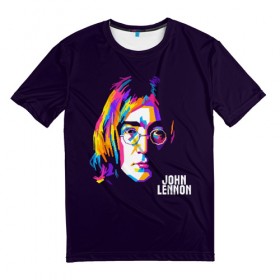 Мужская футболка 3D с принтом Джон Леннон в Тюмени, 100% полиэфир | прямой крой, круглый вырез горловины, длина до линии бедер | Тематика изображения на принте: the beatles | битлз | британия | джон | леннон | ленон | рок | рок н ролл | хард рок | хиппи