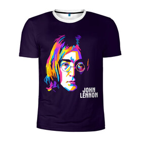 Мужская футболка 3D спортивная с принтом Джон Леннон в Тюмени, 100% полиэстер с улучшенными характеристиками | приталенный силуэт, круглая горловина, широкие плечи, сужается к линии бедра | the beatles | битлз | британия | джон | леннон | ленон | рок | рок н ролл | хард рок | хиппи