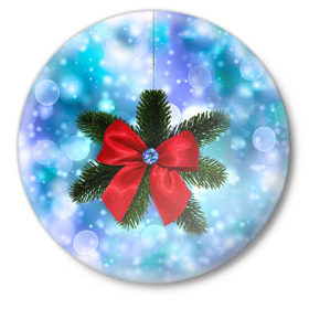 Значок с принтом Новогодний бантик в Тюмени,  металл | круглая форма, металлическая застежка в виде булавки | christmas | cookie | gift | gingerbread | new | present | snow | snowflakes | three | xmas | year | год | ёлка | ель | новый | подарок | пряник | рождество | снег | снежинки | сюрприз
