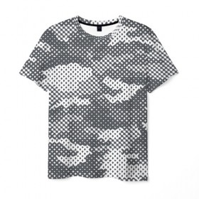 Мужская футболка 3D с принтом Серый камуфляж в Тюмени, 100% полиэфир | прямой крой, круглый вырез горловины, длина до линии бедер | 