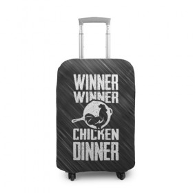 Чехол для чемодана 3D с принтом Winner Winner Chicken Dinner в Тюмени, 86% полиэфир, 14% спандекс | двустороннее нанесение принта, прорези для ручек и колес | battle | battlegrounds | player | pubg | royale | unknowns | битва | игра | королевская | пабг | пубг