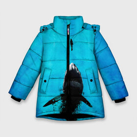 Зимняя куртка для девочек 3D с принтом Акула на охоте в Тюмени, ткань верха — 100% полиэстер; подклад — 100% полиэстер, утеплитель — 100% полиэстер. | длина ниже бедра, удлиненная спинка, воротник стойка и отстегивающийся капюшон. Есть боковые карманы с листочкой на кнопках, утяжки по низу изделия и внутренний карман на молнии. 

Предусмотрены светоотражающий принт на спинке, радужный светоотражающий элемент на пуллере молнии и на резинке для утяжки. | акула | женщина | море | охота | рыба | хищник
