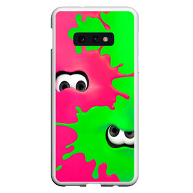 Чехол для Samsung S10E с принтом Splatoon в Тюмени, Силикон | Область печати: задняя сторона чехла, без боковых панелей | Тематика изображения на принте: брызги | глаза | зеленый | игра | краски | розовый | салатовый