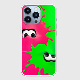 Чехол для iPhone 13 Pro с принтом Splatoon в Тюмени,  |  | Тематика изображения на принте: брызги | глаза | зеленый | игра | краски | розовый | салатовый