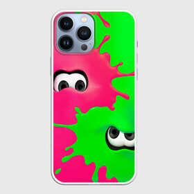 Чехол для iPhone 13 Pro Max с принтом Splatoon в Тюмени,  |  | Тематика изображения на принте: брызги | глаза | зеленый | игра | краски | розовый | салатовый