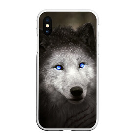 Чехол для iPhone XS Max матовый с принтом Голубоглазый волк в Тюмени, Силикон | Область печати: задняя сторона чехла, без боковых панелей | волк | глаза | охотник | серый | хищник