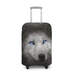 Чехол для чемодана 3D с принтом Голубоглазый волк в Тюмени, 86% полиэфир, 14% спандекс | двустороннее нанесение принта, прорези для ручек и колес | волк | глаза | охотник | серый | хищник