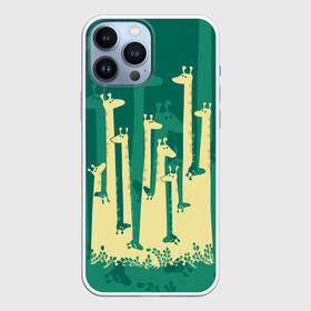 Чехол для iPhone 13 Pro Max с принтом Жирафы в Тюмени,  |  | africa | animals | fantasy | giraffes | long | neck | silhouette | spots | stencil | surrealism | аниме | африка | ветки | длинная | животные | жирафы | зелёный | картинка | крутой | листья | лучший | пятна | растения | рисунок | силуэт