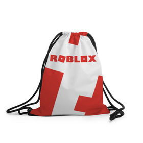Рюкзак-мешок 3D с принтом ROBLOX Red в Тюмени, 100% полиэстер | плотность ткани — 200 г/м2, размер — 35 х 45 см; лямки — толстые шнурки, застежка на шнуровке, без карманов и подкладки | block | lego | logo | minecraft | online | oof | quest | roblocks | roblockx | roblox | studio | блок | блоки | голова | игра | игры | квест | лего | лицо | лого | логотип | майнкрафт | онлайн | роблокс | символ | студия