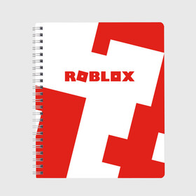 Тетрадь с принтом ROBLOX Red в Тюмени, 100% бумага | 48 листов, плотность листов — 60 г/м2, плотность картонной обложки — 250 г/м2. Листы скреплены сбоку удобной пружинной спиралью. Уголки страниц и обложки скругленные. Цвет линий — светло-серый
 | block | lego | logo | minecraft | online | oof | quest | roblocks | roblockx | roblox | studio | блок | блоки | голова | игра | игры | квест | лего | лицо | лого | логотип | майнкрафт | онлайн | роблокс | символ | студия