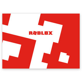 Поздравительная открытка с принтом ROBLOX Red в Тюмени, 100% бумага | плотность бумаги 280 г/м2, матовая, на обратной стороне линовка и место для марки
 | Тематика изображения на принте: block | lego | logo | minecraft | online | oof | quest | roblocks | roblockx | roblox | studio | блок | блоки | голова | игра | игры | квест | лего | лицо | лого | логотип | майнкрафт | онлайн | роблокс | символ | студия