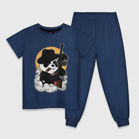 Детская пижама хлопок с принтом Гангстер Панда в Тюмени, 100% хлопок |  брюки и футболка прямого кроя, без карманов, на брюках мягкая резинка на поясе и по низу штанин
 | Тематика изображения на принте: автомат | банда | гангстер | мафия | панда | панды | преступник | томпсон
