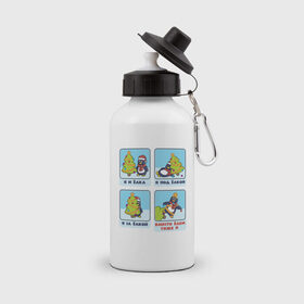Бутылка спортивная с принтом Новогодний Пингвин в Тюмени, металл | емкость — 500 мл, в комплекте две пластиковые крышки и карабин для крепления | Тематика изображения на принте: 