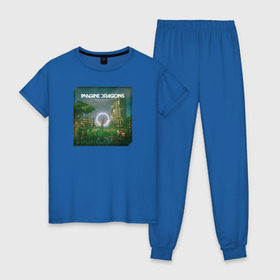 Женская пижама хлопок с принтом Imagine Dragons Origins в Тюмени, 100% хлопок | брюки и футболка прямого кроя, без карманов, на брюках мягкая резинка на поясе и по низу штанин | imagine dragons | imagine dragons origins | имэджн драгонз | рок