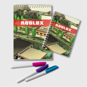 Блокнот с принтом ROBLOX City в Тюмени, 100% бумага | 48 листов, плотность листов — 60 г/м2, плотность картонной обложки — 250 г/м2. Листы скреплены удобной пружинной спиралью. Цвет линий — светло-серый
 | Тематика изображения на принте: lego | logo | meme | memes | minecraft | oof | quest | roblocks | roblockx | roblox | studio | блок | блоки | голова | игра | игры | квест | лего | лицо | лого | логотип | майнкрафт | мем | мемы | онлайн | роблокс | студия