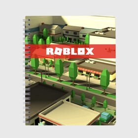 Тетрадь с принтом ROBLOX City в Тюмени, 100% бумага | 48 листов, плотность листов — 60 г/м2, плотность картонной обложки — 250 г/м2. Листы скреплены сбоку удобной пружинной спиралью. Уголки страниц и обложки скругленные. Цвет линий — светло-серый
 | lego | logo | meme | memes | minecraft | oof | quest | roblocks | roblockx | roblox | studio | блок | блоки | голова | игра | игры | квест | лего | лицо | лого | логотип | майнкрафт | мем | мемы | онлайн | роблокс | студия