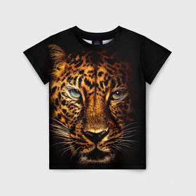 Детская футболка 3D с принтом Ягуар в Тюмени, 100% гипоаллергенный полиэфир | прямой крой, круглый вырез горловины, длина до линии бедер, чуть спущенное плечо, ткань немного тянется | Тематика изображения на принте: гепард | кошка | леопард | охотник | тигр | хищник | ягуар