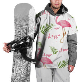 Накидка на куртку 3D с принтом Lil Peep pink flamingo в Тюмени, 100% полиэстер |  | benz truck | girls. pink | gustav hr | hip hop | lil | lil peep | peep | rap | лил | лилпип | листья | пальма | пальмы | пип | розовый | рэп | фламинго | хип хоп | эмо | эмо реп