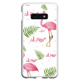 Чехол для Samsung S10E с принтом Lil Peep pink flamingo в Тюмени, Силикон | Область печати: задняя сторона чехла, без боковых панелей | benz truck | girls. pink | gustav hr | hip hop | lil | lil peep | peep | rap | лил | лилпип | листья | пальма | пальмы | пип | розовый | рэп | фламинго | хип хоп | эмо | эмо реп