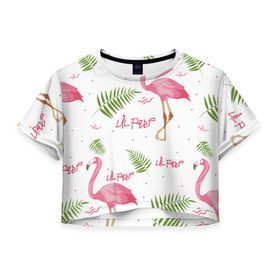 Женская футболка 3D укороченная с принтом Lil Peep pink flamingo в Тюмени, 100% полиэстер | круглая горловина, длина футболки до линии талии, рукава с отворотами | benz truck | girls. pink | gustav hr | hip hop | lil | lil peep | peep | rap | лил | лилпип | листья | пальма | пальмы | пип | розовый | рэп | фламинго | хип хоп | эмо | эмо реп