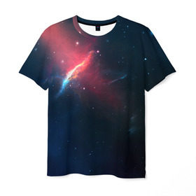 Мужская футболка 3D с принтом Космическое сияние в Тюмени, 100% полиэфир | прямой крой, круглый вырез горловины, длина до линии бедер | Тематика изображения на принте: galaxy | nebula | space | star | абстракция | вселенная | галактика | звезда | звезды | космический | планеты