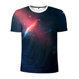 Мужская футболка 3D спортивная с принтом Космическое сияние в Тюмени, 100% полиэстер с улучшенными характеристиками | приталенный силуэт, круглая горловина, широкие плечи, сужается к линии бедра | Тематика изображения на принте: galaxy | nebula | space | star | абстракция | вселенная | галактика | звезда | звезды | космический | планеты