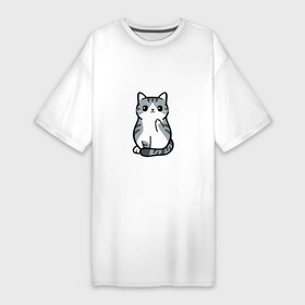 Платье-футболка хлопок с принтом I Dont Give A Meow в Тюмени,  |  | Тематика изображения на принте: дерзкий | дикий | кот | котенок | котик | котэ | кошечка | лапочка | милашка | милота | милый | мимими | мяу | полосатый