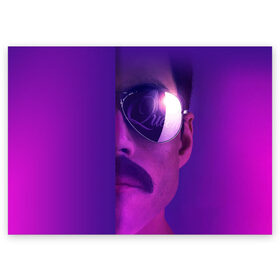 Поздравительная открытка с принтом Bohemian Rhapsody в Тюмени, 100% бумага | плотность бумаги 280 г/м2, матовая, на обратной стороне линовка и место для марки
 | band | bohemian | film | freddie | legend | mercury | movie | queen | rhapsody | rock | singer | богемская | вокалист | группа | квин | кино | куин | легенда | меркури | меркьюри | меркюри | певец | рапсодия | рок | фильм | фредди