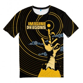 Мужская футболка 3D с принтом Imagine Dragons в Тюмени, 100% полиэфир | прямой крой, круглый вырез горловины, длина до линии бедер | Тематика изображения на принте: imagine dragons | imagine dragons origins | имэджн драгонз | рок