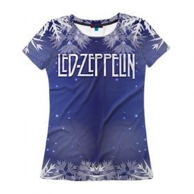 Женская футболка 3D с принтом Новогодний Led Zeppelin в Тюмени, 100% полиэфир ( синтетическое хлопкоподобное полотно) | прямой крой, круглый вырез горловины, длина до линии бедер | 
