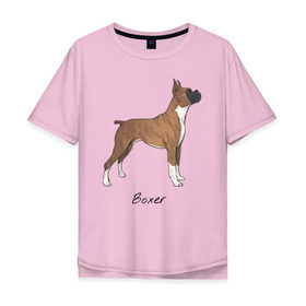 Мужская футболка хлопок Oversize с принтом Немецкий Боксер в Тюмени, 100% хлопок | свободный крой, круглый ворот, “спинка” длиннее передней части | Тематика изображения на принте: boxer | dog | боксёр | собака | собака боксер | собаки