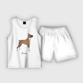 Детская пижама с шортами хлопок с принтом Немецкий Боксер в Тюмени,  |  | boxer | dog | боксёр | собака | собака боксер | собаки