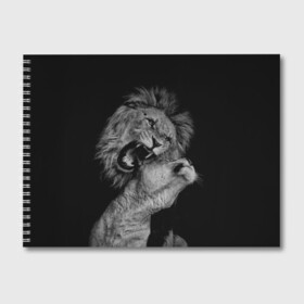 Альбом для рисования с принтом Лев и львица в Тюмени, 100% бумага
 | матовая бумага, плотность 200 мг. | животные | кот | кошка | лев | львица | оскал | природа | рык | рычит | хищник