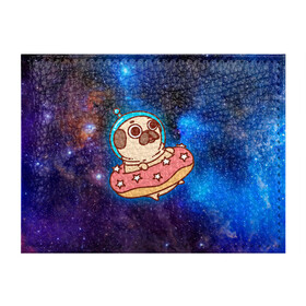 Обложка для студенческого билета с принтом Мопс Космонавт в Тюмени, натуральная кожа | Размер: 11*8 см; Печать на всей внешней стороне | cosmos | pug | space | космос | мопсик