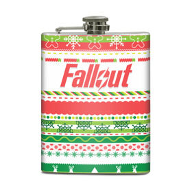 Фляга с принтом Fallout Новогодний в Тюмени, металлический корпус | емкость 0,22 л, размер 125 х 94 мм. Виниловая наклейка запечатывается полностью | 