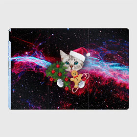Магнитный плакат 3Х2 с принтом astro cat в Тюмени, Полимерный материал с магнитным слоем | 6 деталей размером 9*9 см | Тематика изображения на принте: art | cat | new year | pizza | space | абстракция | еда | ёлка | звезды | киса | космос | кот | кот в космосе | кот с едой | котенок | котик | кошка | новый год | пицца | праздник | рождество | шапка