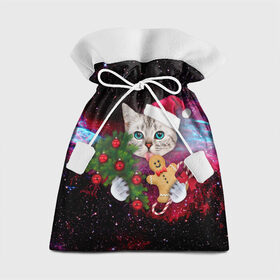 Подарочный 3D мешок с принтом astro cat в Тюмени, 100% полиэстер | Размер: 29*39 см | art | cat | new year | pizza | space | абстракция | еда | ёлка | звезды | киса | космос | кот | кот в космосе | кот с едой | котенок | котик | кошка | новый год | пицца | праздник | рождество | шапка