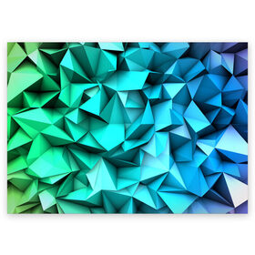 Поздравительная открытка с принтом abstraction geometry в Тюмени, 100% бумага | плотность бумаги 280 г/м2, матовая, на обратной стороне линовка и место для марки
 | abstraction | geometry | polygon | абстракция | геометрия | грань | краски | кубик | кубики | линии | мозаика | полигоны | разноцветные | ребро | текстура | тени | узор